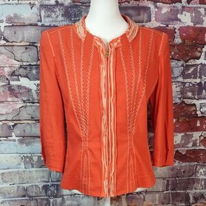 Elie Tahari Linen Blend Zip Front Jacket